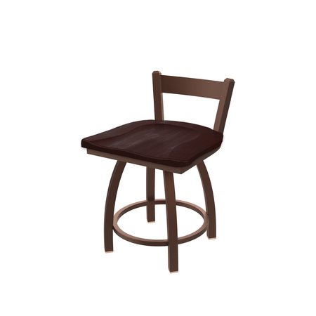 HOLLAND BAR STOOL CO 18" Low Back Swivel Vanity Stool, Bronze Finish, Dark Cherry Maple Seat 82118BZDCMpl